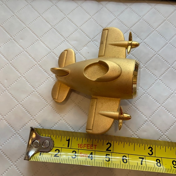 RARE Vintage Japan Movement Linden Airplane Gold Tone Small Desk Clock - Picture 11 of 11